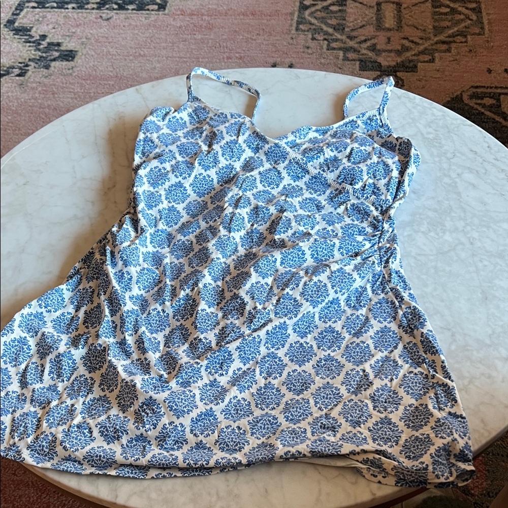 Garnet Hill Blue and White One Piece Swimsuit